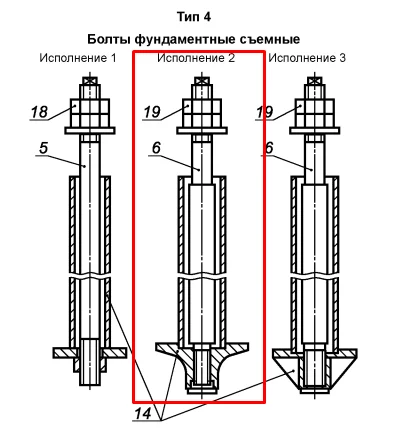 Фундаментные болты тип 4.2 (Съемные) — ПМК Парк